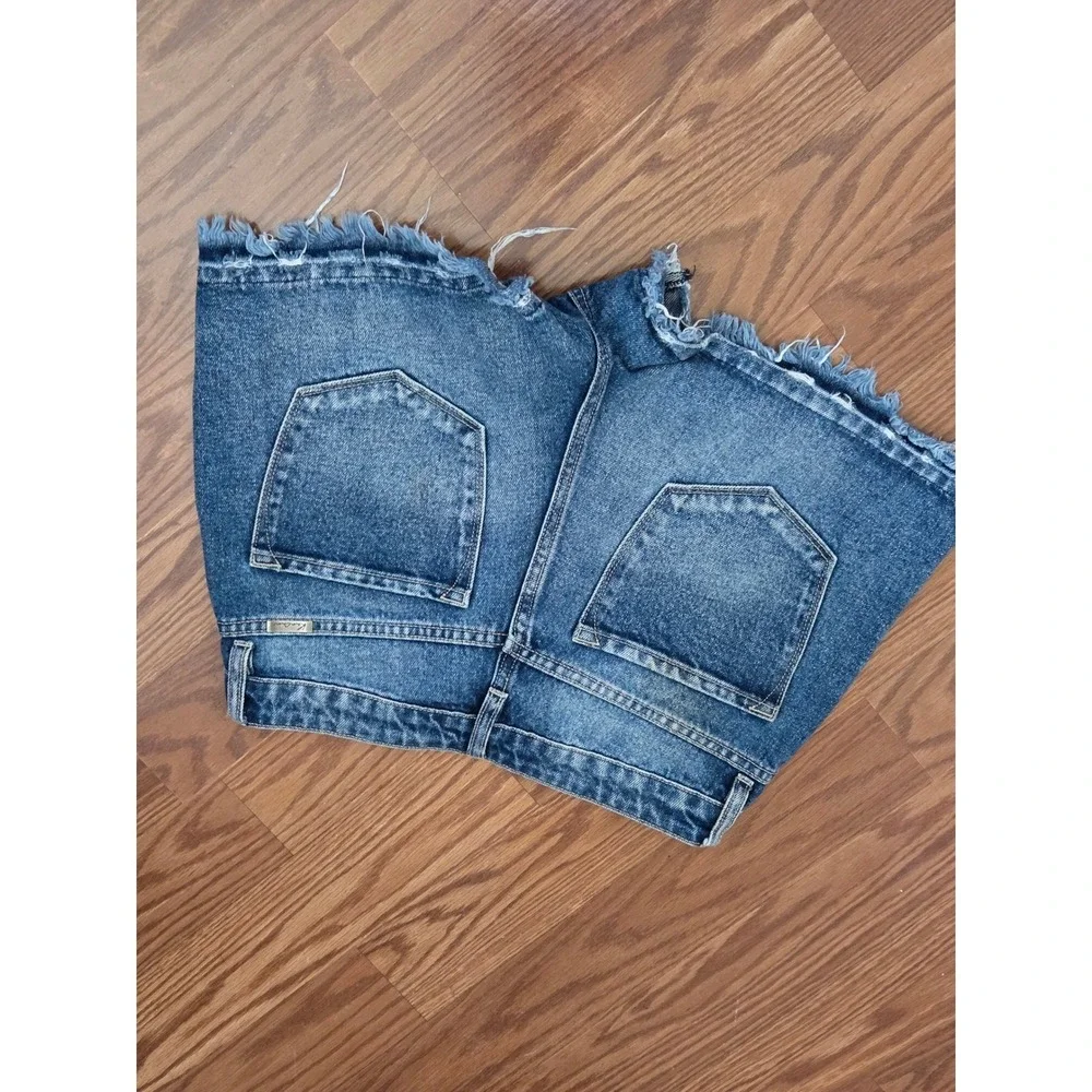 KanCan Womens High Rise Distressed Denim Shorts Blue Button Fly KC7823D‎ Size S
